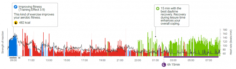 Firstbeat Lifestyle Assessment chart of a day off