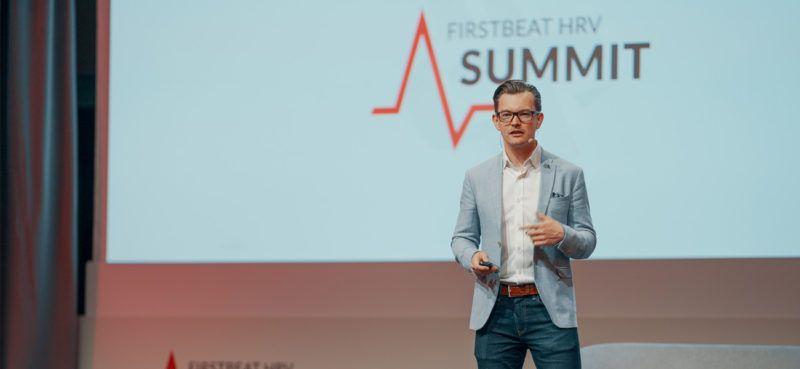 James Hewitt on the stage at Firstebat HRV Summit 2019